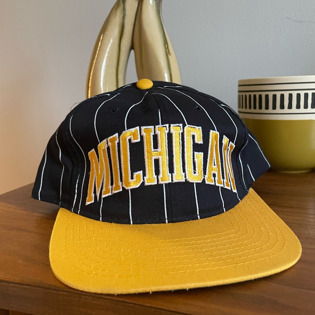 Vintage Deadstock 90s Michigan Wolverines Starter Pinstripe Hat Cap Snapback
